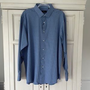 Hart Schaffner Marx Blue All Over Checkered Long Sleeved XL Shirt